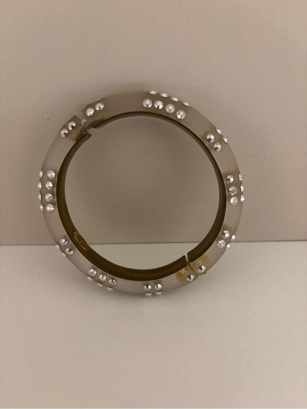 Alexis Bittar Lucite Swarovski Crystal cuff hinged bracelet (2/2 matching).
